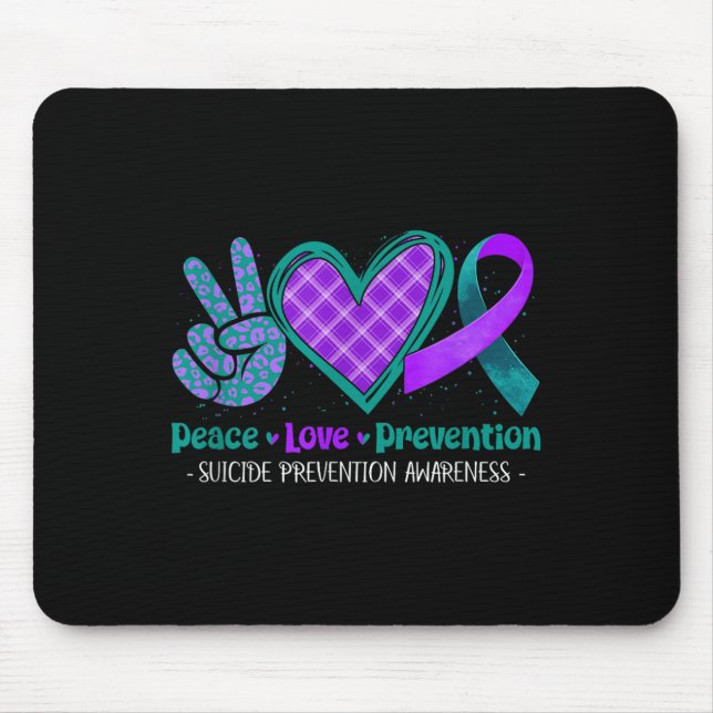 Alfombrilla De Ratón Peace Love Life Suicide Prevention Awareness Purpl (Frente)