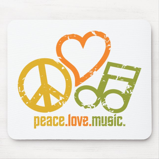 Alfombrilla De Ratón Peace Love Music mousepad (Frente)