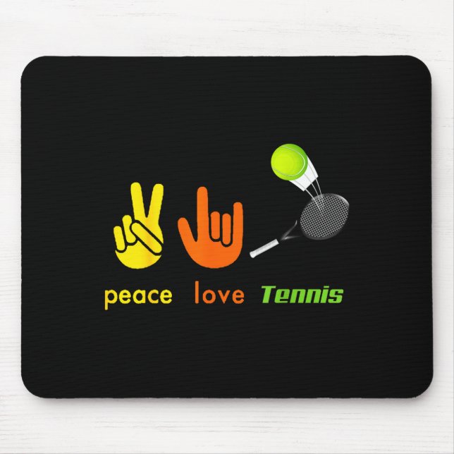 Alfombrilla De Ratón Peace Love Tennis Funny Tennis Lovers Hand Sign De (Frente)