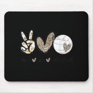 Alfombrilla De Ratón Peace Love Volleyball Mom Leopard Print Cheetah Pa