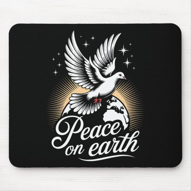 Alfombrilla De Ratón Peace On Earth Dove And Globe Peaceful Christmas  (Frente)