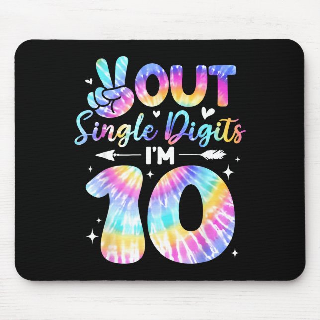 Alfombrilla De Ratón Peace Sign Double Digits 10th Birthday For Girls B (Frente)