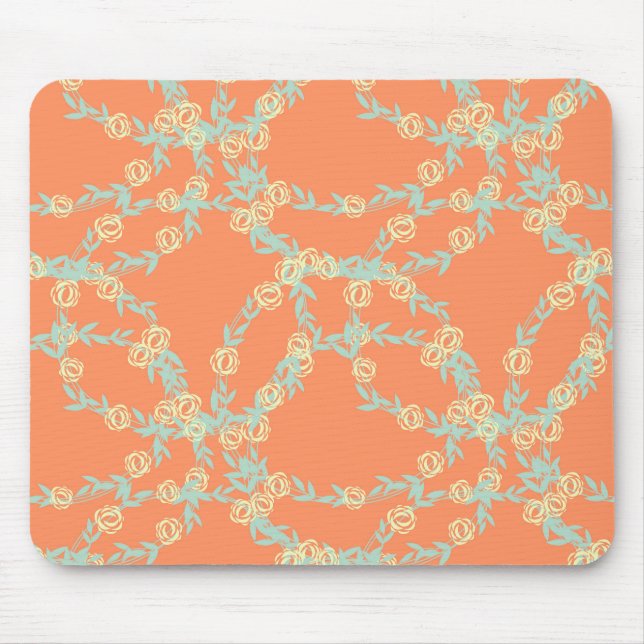 Alfombrilla De Ratón Peach Orange Floral Seamless Pattern (Frente)