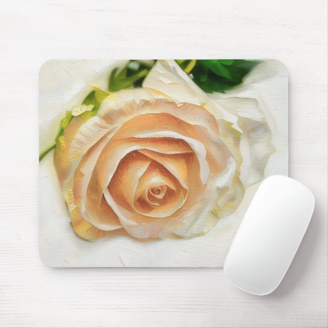 Alfombrilla De Ratón Peachy Rose Flower Art Mousepad (Con ratón)