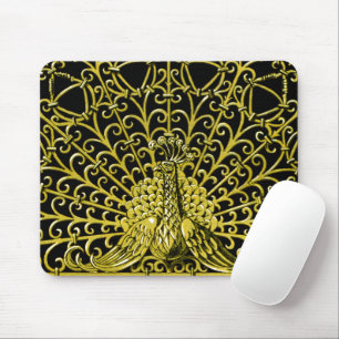 Alfombrilla De Ratón Peacock de oro de Art Nouveau