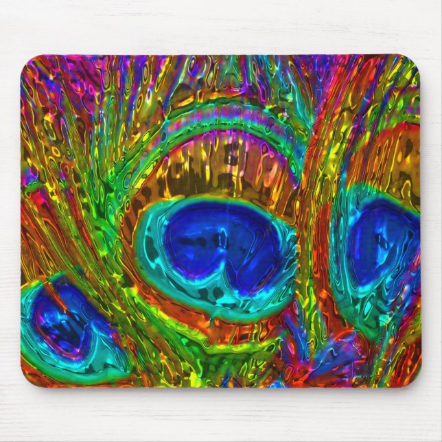 Alfombrilla De Ratón Peacock Feathers Glass Art 1 Mousepad (Frente)