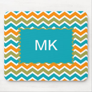 Alfombrilla De Ratón Peacock Vibrant Tribal Zigzag