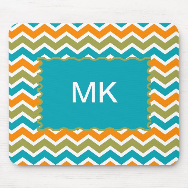 Alfombrilla De Ratón Peacock Vibrant Tribal Zigzag (Frente)