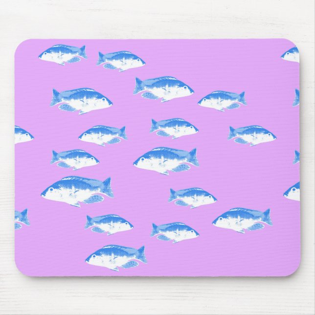 Alfombrilla De Ratón Peces azules en lila (Frente)