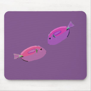 Alfombrilla De Ratón Peces rosados l Pescado Púrpura Mousepad