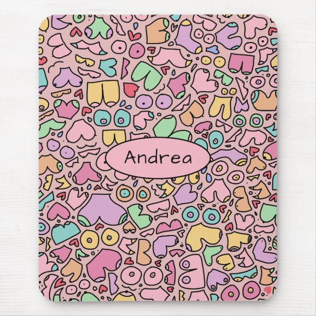 Alfombrilla De Ratón Pechos rosados patrón divertido popular (Frente)
