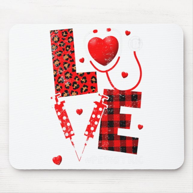 Alfombrilla De Ratón Pediatric Peds Nurse Valentines Day Love Heart Ste (Frente)