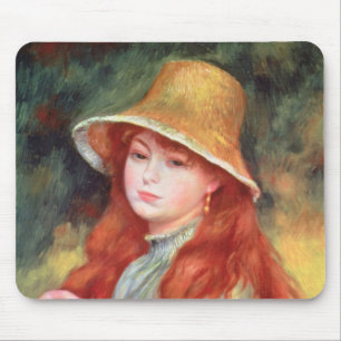 Alfombrilla De Ratón Pedro una chica joven de Renoir el   en un gorra