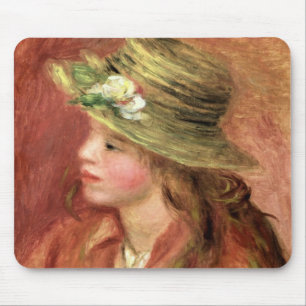Alfombrilla De Ratón Pedro una chica joven de Renoir el   en un gorra