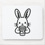 Alfombrilla De Ratón Peeking Bunny with Coffee Cup<br><div class="desc">This simple black-and-white line art features a curious bunny holding a steaming cup of coffee. A clean and modern design for anyone who needs their caffeine fix and loves rabbits.</div>