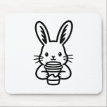 Alfombrilla De Ratón Peeking Bunny with Coffee Cup<br><div class="desc">This simple black-and-white line art features a curious bunny holding a steaming cup of coffee. A clean and modern design for anyone who needs their caffeine fix and loves rabbits.</div>