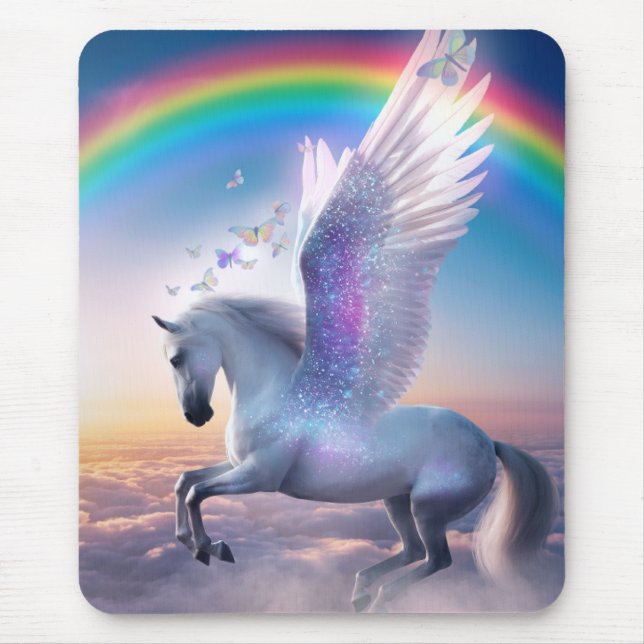 Alfombrilla De Ratón Pegaso con Arcoíris (Frente)