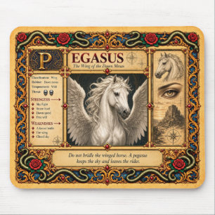 Alfombrilla De Ratón Pegasus, Arte de Bestiario Medieval