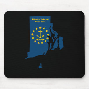 Alfombrilla De Ratón Pegatina de la bandera del mapa de la isla Rhode