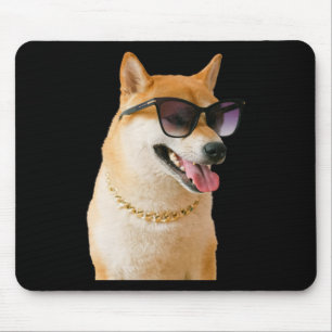 Alfombrilla De Ratón Pegatina de Shiba Inu genial con gafas de sol y ca