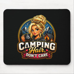 Alfombrilla De Ratón Pelo de camping no importa chica divertida de camp