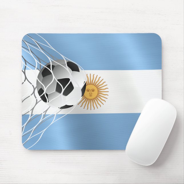 Alfombrilla De Ratón Pelota De Fútbol En Bandera Argentina (Con ratón)