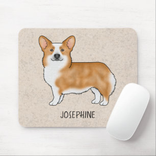 Alfombrilla De Ratón Pembroke Rojo Corgi Welsh Cute Perro con Nombre Pe