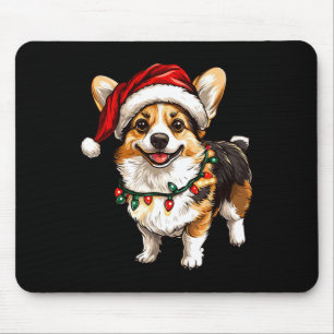 Alfombrilla De Ratón Pembroke Welsh Corgi Santa Christmas Tree Luces X