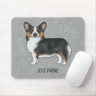 Alfombrilla De Ratón Pembroke Welsh Corgi Tricolor Negro Con Nombre