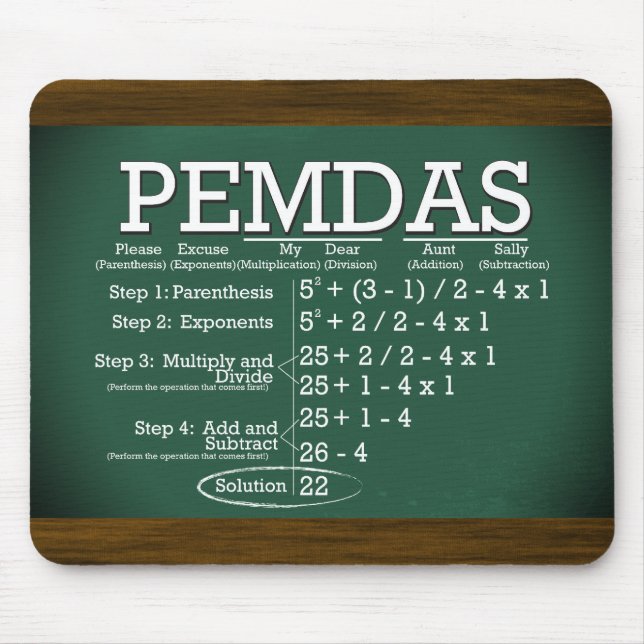 Alfombrilla De Ratón PEMDAS Mousepad (Frente)