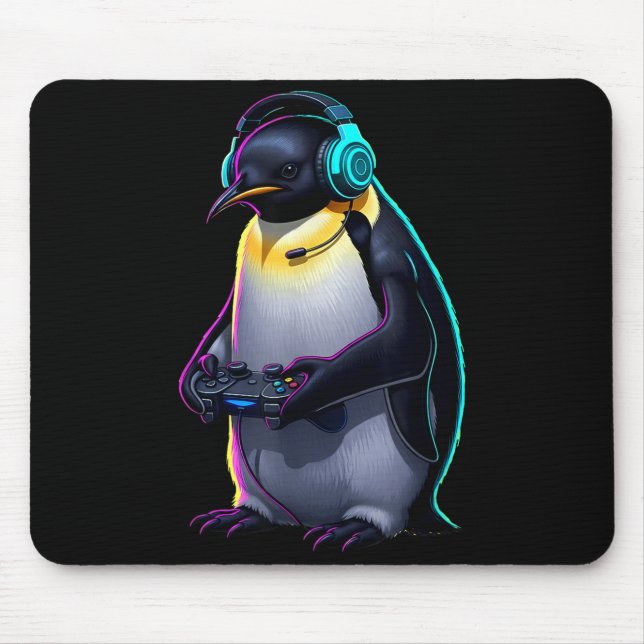 Alfombrilla De Ratón Penguin Gaming Animal Video Games Funny Penguin  (Frente)
