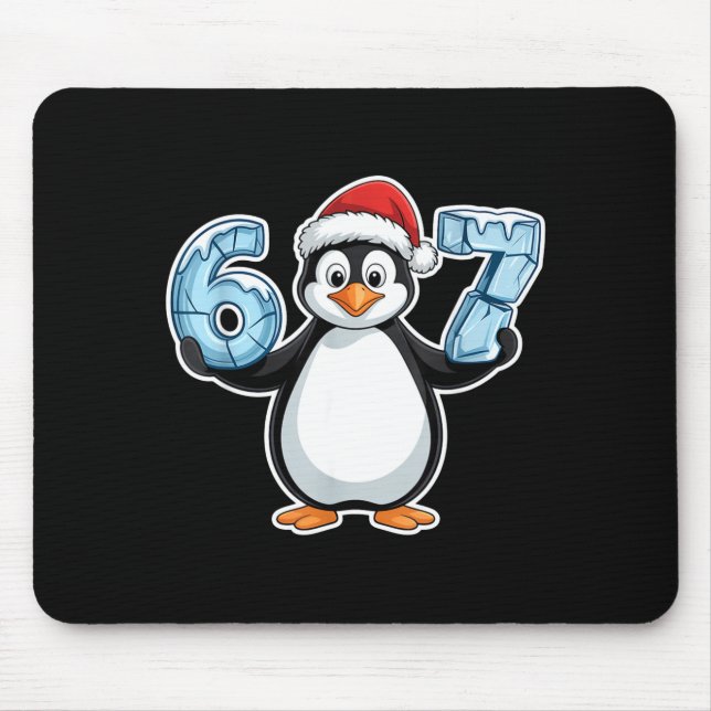 Alfombrilla De Ratón Penguin Santa Hat 67 Icy Numbers Christmas Birthda (Frente)