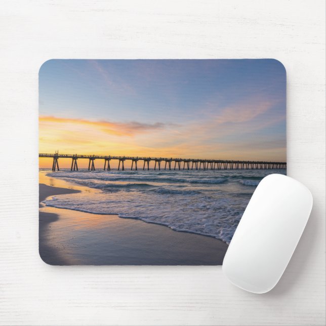 Alfombrilla De Ratón Pensacola Pier Shoreline Sunrise Mousepad (Con ratón)