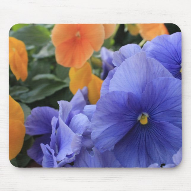 Alfombrilla De Ratón Pensamientos púrpuras y anaranjados con la foto (Frente)