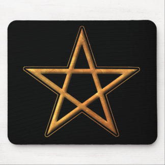 Alfombrilla De Ratón Pentagram de oro - símbolo del Pagan del Pentagram