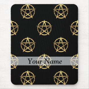Alfombrilla De Ratón Pentagrama negro y dorado