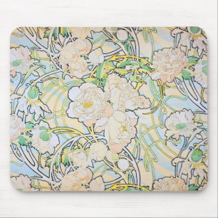 Alfombrilla De Ratón Peonies de Alfonso Mucha