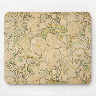 Alfombrilla De Ratón Peonies de Mousepad Alfonso Mucha