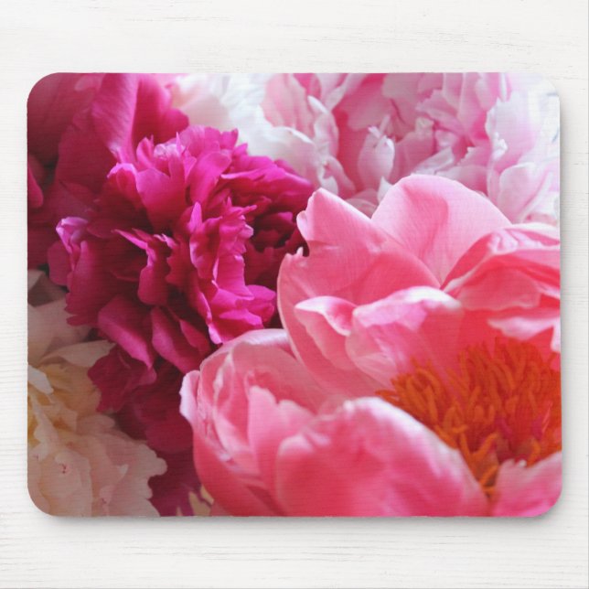 Alfombrilla De Ratón Peonies rosados y blancos en la floración - (Frente)