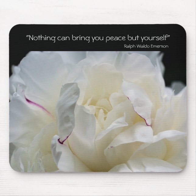 Alfombrilla De Ratón Peony Inner Peace Cita Inspiradora Mousepad (Frente)