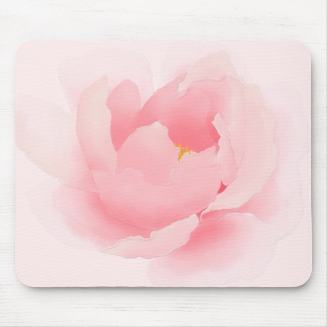 Alfombrilla De Ratón Peony rosa claro floral de la acuarela (Frente)