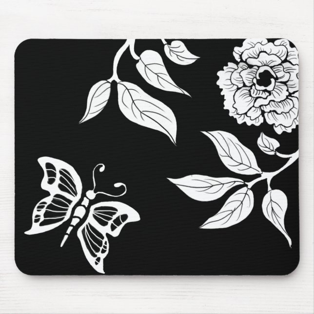 Alfombrilla De Ratón Peony y mariposa (Frente)