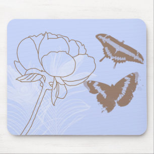 Alfombrilla De Ratón Peony y mariposas Mousepad