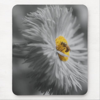 Alfombrilla De Ratón Pequeña Abeja En La Flor Enciende El Mousepad Blan