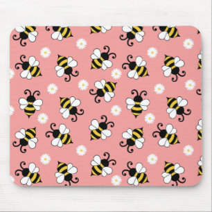 Alfombrilla De Ratón Pequeñas abejas y flores de margarita
