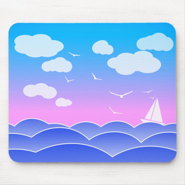 Alfombrilla De Ratón Pequeño Barco De Navegación En El Océano, Agradabl (Frente)