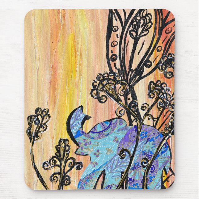 Alfombrilla De Ratón Pequeño elefante azul Mousepad (Frente)