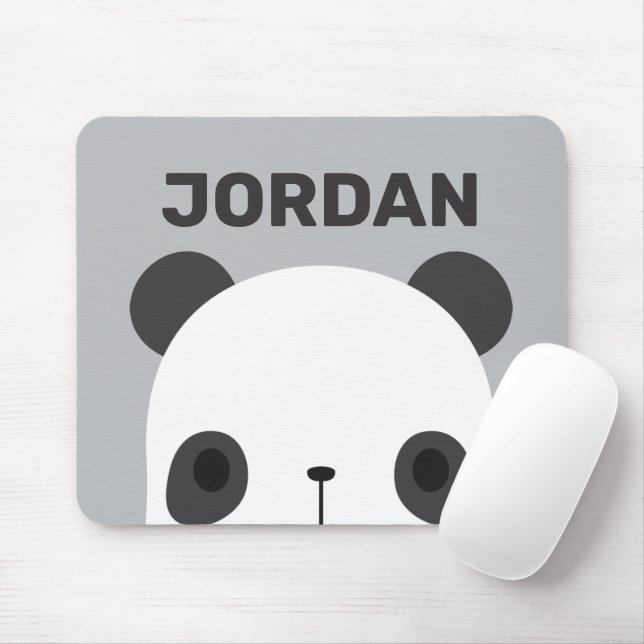 Alfombrilla De Ratón Pequeño oso oso panda con nombre personalizado (Con ratón)