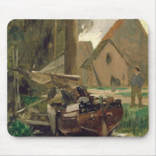 Alfombrilla De Ratón Pequeño puerto con un barco