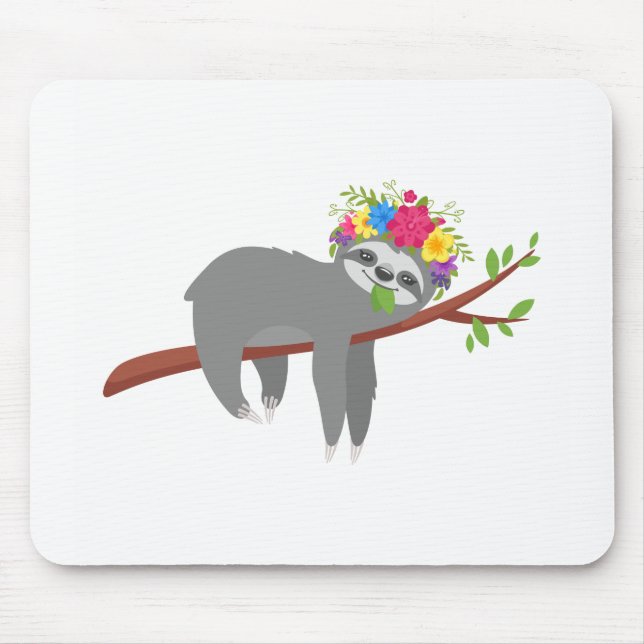 Alfombrilla De Ratón Pereza floral bonita (Frente)